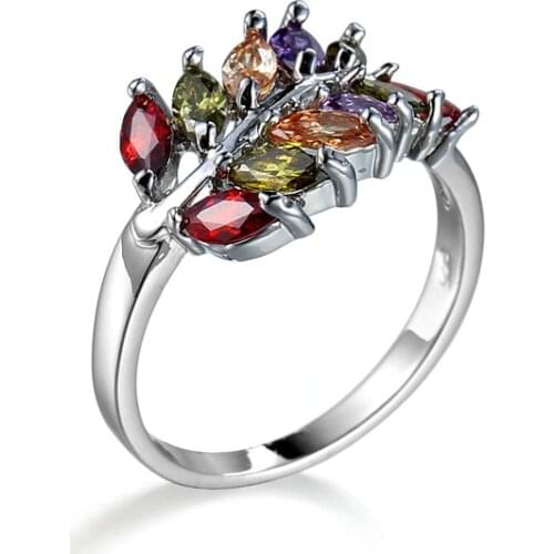 2019 High Quality sterling silver Infinity Leaf Ring Endless Love Wholesale colorful CZ Rings For Women Best Friend Gift