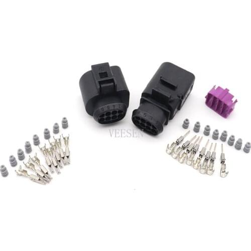 5Set 8P Waterproof Connector 0.5-0.8mm2 1.5 Automotive Water Temperature ABS Sensor Plug for VW Car Black DJ7082A-1.5