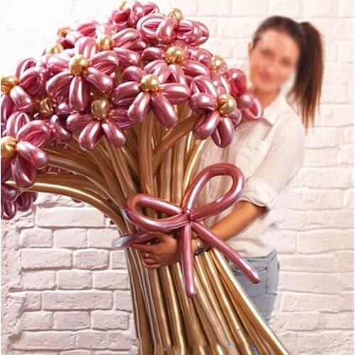 50/100pcs Metallic Latex Balloon Long Shape Metal Chrome Magic Tying Twisting Balloon Wedding Birthday Party Decor Supplies