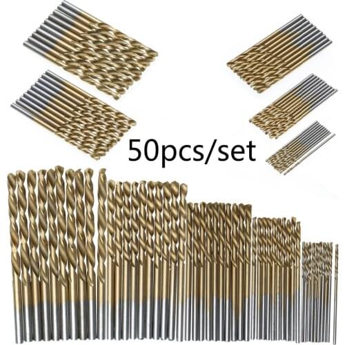 50Pcs High Speed Steel Drill Bits Set Tool Mini Drill Kit Titanium Coated Drill Bits 1/1.5/2/2.5/3mm for Electrical Drill Tools