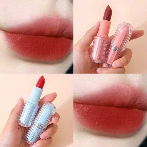 6 Colors Red Velete Matte Lipstick Moisturizing Waterproof Makeup Lip Stick Pigment Non-Stick Cup Korean Cosmetic Batom