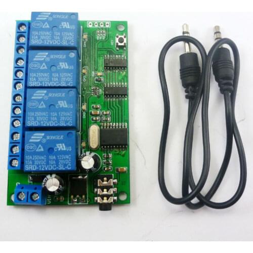 AD22B04 DC 12V 4ch MT8870 DTMF Tone Signal Decoder Phone Voice Remote Control Relay Switch Module for LED Motor Smart Home