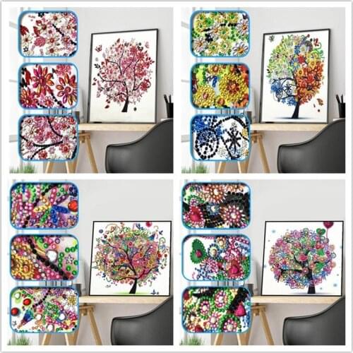 5D DIY Diamond Painting Diamond Embroidery Landscape Tree Special Shape Diamond Combination Artwork