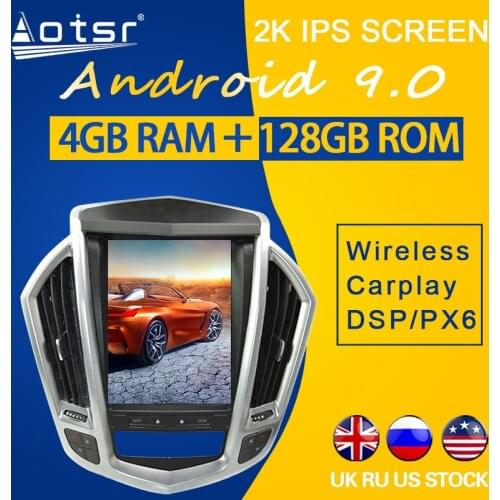 128GB ROM For Cadillac SRX 2009 2010 2011 2012 Android 9.0 DSP Tesla Style PX6 Carplay Car GPS Navigation Multimedia Player