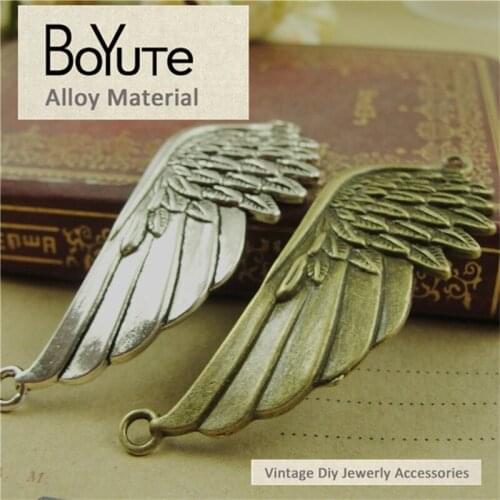 BoYuTe (20 Pieces/Lot) 59*22MM Metal Alloy Wing Connector Antique Bronze Silver Plated Necklace Bracelet Diy Jewelry Findings