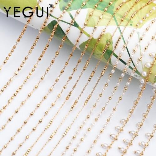 YEGUI C79,jewelry accessories,diy chain,18k gold plated,0.3 microns,pearl,hand made,jewelry making,diy chain necklace,1m/lot
