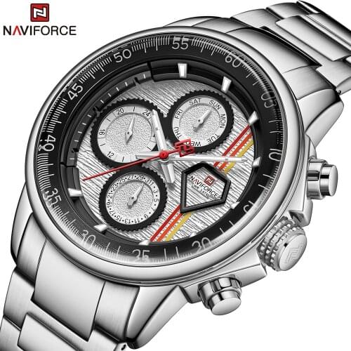 NAVIFORCE New Chronograph Quartz Watch Stainless Steel Top Brand Luxury Men Watches Waterproof Sports Clock Relogio Masculino