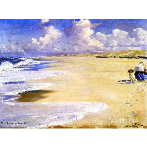 Danish art Marie Kroyer Painting on the Beach at Stenbjerg Peder Severin Kroyer paintings for sale High quality Hand painted