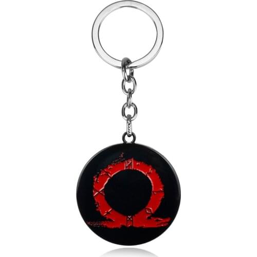 Dongsheng Fashion God of War 4 Kratos Logo Keychains Black llaveros Metal Keyring for Men Game Fans Souvenir Gift