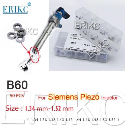 ERIKC 50PCS 1.34-1.52mm Piezo Injector Nozzle Valve Shims B60 Calibration Injector Common Rail Lift Shims for Siemens Piezo
