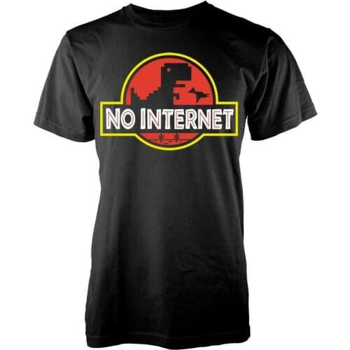 No Internet Jurassic Dinosaur Run Adult T Shirt