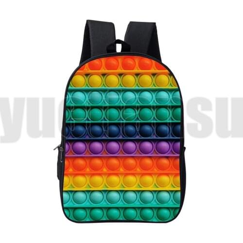 3D Anime Canvas Double Zipper POP It Backpacks Kids Cartoon 16 Inch Pop Fidget Schoolbag Family Games Bag Children Sac A Dos