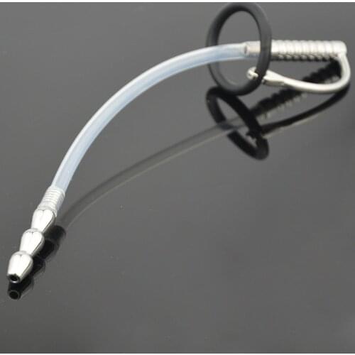 Stainless Steeel Urethral Tube Catheter With Cock Ring Sex Toys For Men Urethral Sound Dilators Penis Insertion Plug Souding Rod