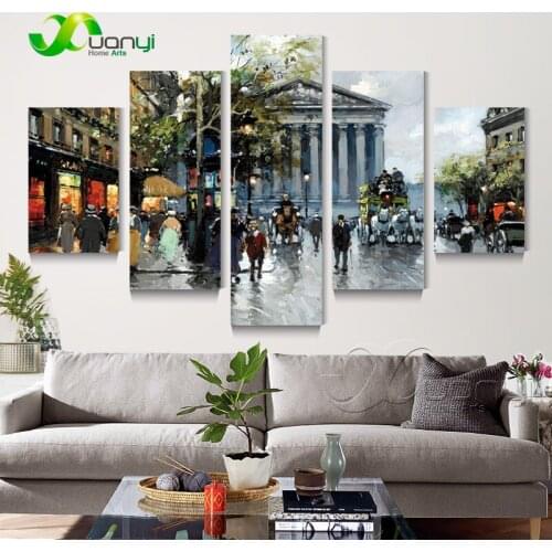 Street Scenes Vista 5 Panel Canvas Print Painting Home Decor Wall Picture For Living Room Modern Canvas Art No Frame PR1455