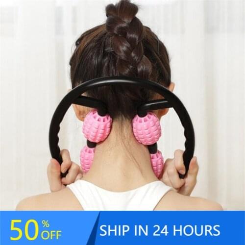 360° 4 Wheels Muscle Massager Body Shaping Relaxation Roller Ring Clamp Leg Waist Arm Body Massage Stick Yoga Fitness 20#43