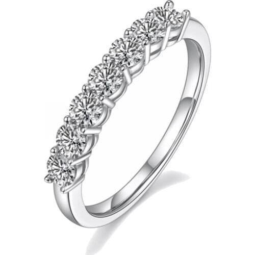 Fashion and Simple 3mm Seven-Star Row Ring Moissanite Ring Female US 6