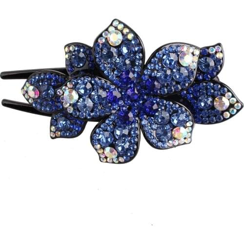 Fashion Colorful Flower Hairpin Crystal Fancy Hair Clip Rhinestone Barrette Hair Accessories Girls Sweet Hair Claw Headdress
