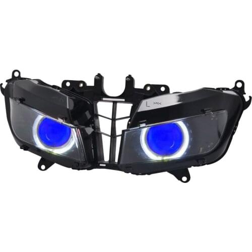 Motorcycle HID Bi-Xenon Projector Conversion Headlight Assembly White Angel Blue Demon Eyes Head Lamp For Honda CBR600RR 13-18