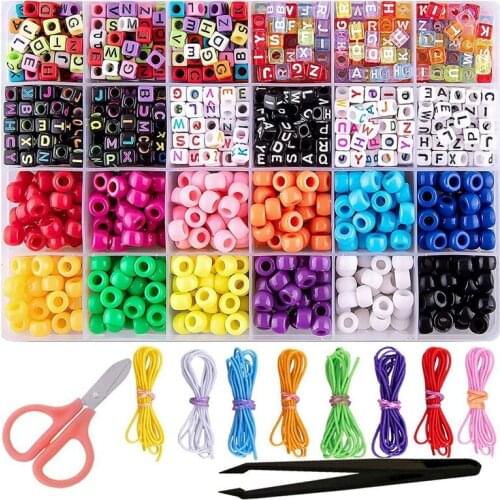360Pcs Pony Beads Kit for Bracelet Jewelry Making, Hair Beads, Include 12 Colors Rainbow Beads(9Mm), 600 Letter Beads
