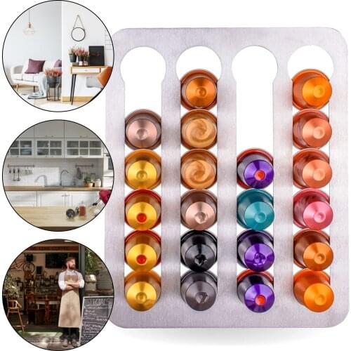 Wall-mounted Coffee Capsule Cafe Pod Holder Storage Drawer Coffee Capsules Organizer 24pcs Nespresso Capsules Rack Holder Shelf