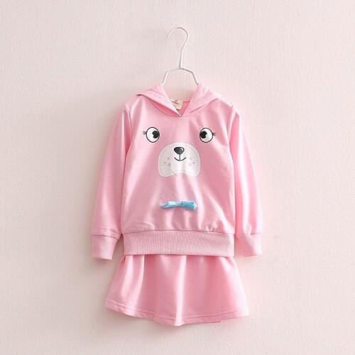 2015 autumn new styles girls cartoon dog long sleeve hooded sweatshirts short skirt casual sets TZ-1871