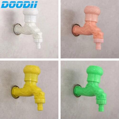 Plastic Bibcock wall Mounted Wall Small Tap Decorative Garden Faucet Long Washing Machine Water Tap Basin Bibcock Taps DOODII