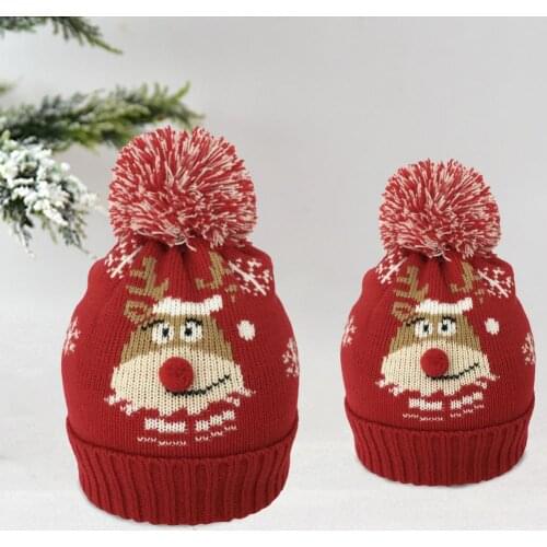 Thick Christmas Knitted Beanies Hats Winter Warm Xmas Deer Unisex Beanie Skullies Hat Boys Girls Knit Bonnet Beanie Hats