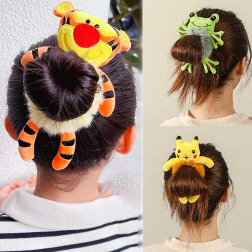New kawaii animal hair tie Korean version of Fashionable wool teddy bear color Pikachu frog Headband Girly elastic hair ring