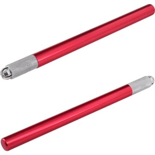 Permanent Makeup Pen Manual Machine Pen Kit 5Pcs Red Eyebrow Lip Eyeliner Microblading for Tattoo Needles Pigment 3D Embroidery
