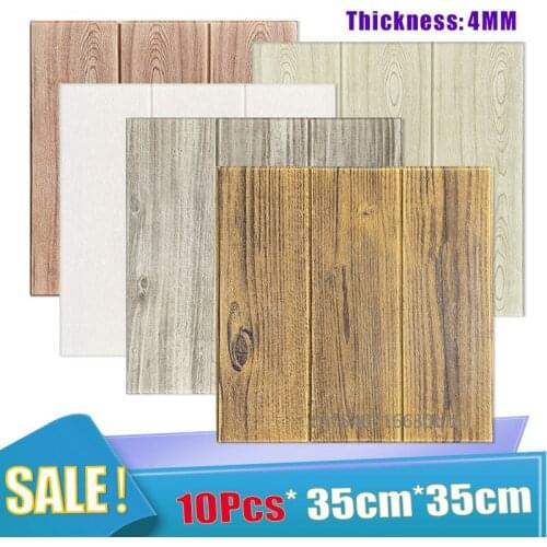 Self-Adhesive Wood Grain Wallpaper 3D Foam Wall Sticker Waterproof Wallpaper Panel for TV Background Living Room Mural Bedroom