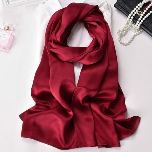 16mm Silk scarves Real silk satin scarf women Size 175cm*55cm High quanlity Thickened Soft and Bright scarves Elegant lady