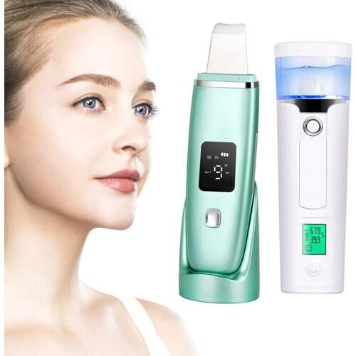Ultrasonic Skin Scrubber Facial Spatula Face Cleaner Lifting Acne Blackhead Remover Beauty Cleaning Brush Nano Facial Steamer