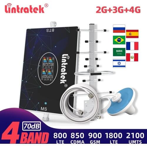 Lintratek Cellular Amplifier 800 B20 CDMA GSM 850 900 WCDMA 2100 Signal Booster 2G 3G 4G 1700 1900 2600 LTE Repeater Antenna Kit