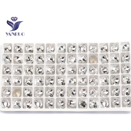 YANRUO 4128 Oval Crystal High Nails Art Rhinestone Sewing Crystal Rhinestones Glass Pointback Stones Wedding Dress