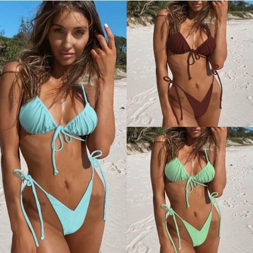 Womens Bikini Print Set Swimsuit Stitching Color Filled Bra Swimwear Push Up Padded Bra Brand new high quality Split Swims