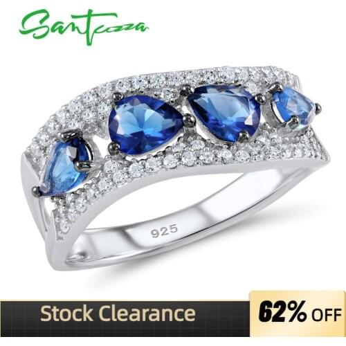 SANTUZZA Silver Ring For Women 925 Sterling Silver Fashion Round Rings for Women 2018 Cubic Zirconia Ringen Party Jewelry