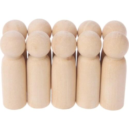 10Pcs Unfinished Wood Boy Peg Toy Natural Wooden DIY Crafts Dolls Decoration 19QB