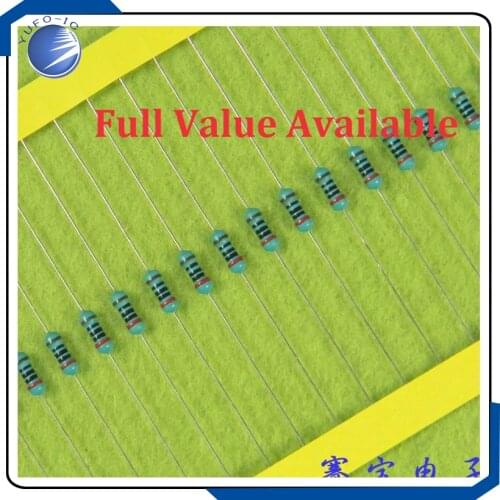 100PCS 1/4W 1% Full Value Metal film resistor 0123456789R/K/M 0.1.2.3.4.5.6.7.8.9 R K M 0 1 2 3 4 5 6 7 8 9 Ohm Kohm resistance