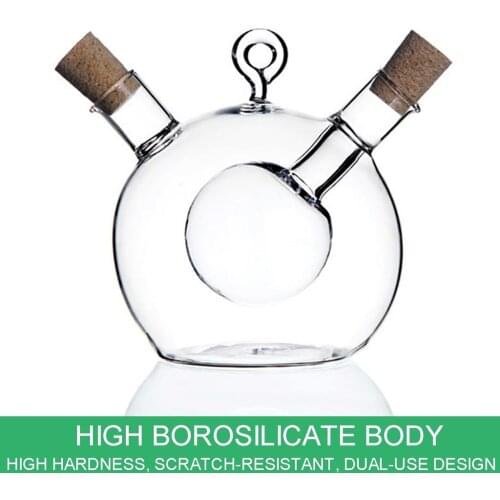 2 IN 1 Olive Oil Dispenser 2 Outlet Glass Sauce Vinegar Storage Bottle Kitchen Glass Jar Oil and Vinegar Dispenser