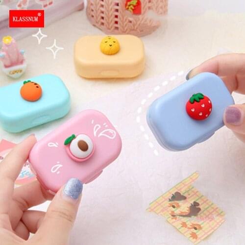 2021 Cartoon Fruit Contact Lens Cases Box with Mirror Cute Girl Women Mini Lovely Contact Lenses Case Container Box Travel Kit