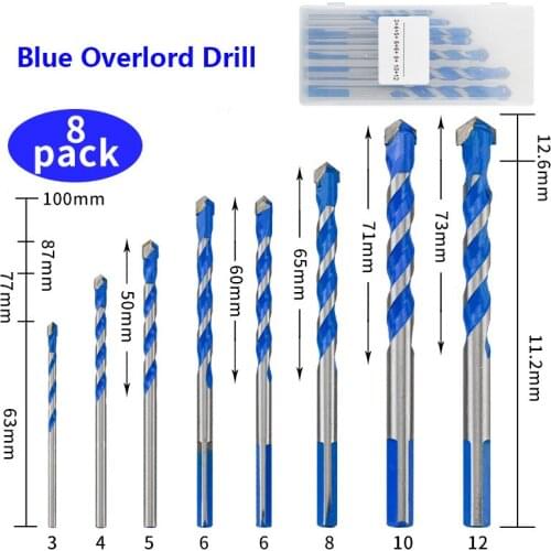 3 4 5 6 8 10 12mmMulti-Function Tile Drill Bit Ceramic Metal Stainless Steel Glass Wall OpeningAlloy Triangle Overlord Drill Set