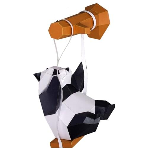 3D Panda On Swing Animal Paper Model Toy Home Decor Living Room Decor DIY Paper Craft Model Party Gift