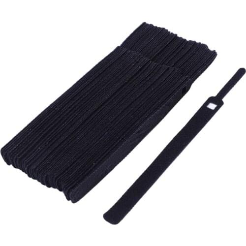 50Pcs 12X200Mm Nylon Reusable Cable Ties with Eyelet Holes Back To Back Cable Tie Nylon Hook Loop Fastener Management