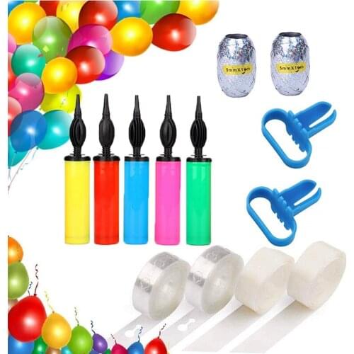 6pcs Arch Balloon Accessories 5m Chain Balloon Pump Sliver Ribber Birthday Party Supplies Latex Balloons Foil Easily Knot Tool