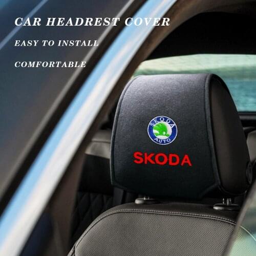 Car Headrest Cover Auto Seat Headrest Cushion Neck Pillow Case For Skoda Fabia 2 3 Karoq Kodiaq Octavia 3 Superb 2 3 Combi Yeti