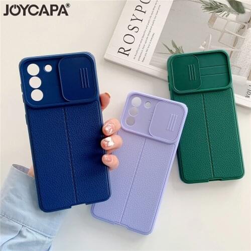 Luxury Leather Texture Cooling Case For Samsung S21 Plus S20 FE Ultra A22 A32A 51 A71 A52 A72 Lens Pertection Candy Soft Cover