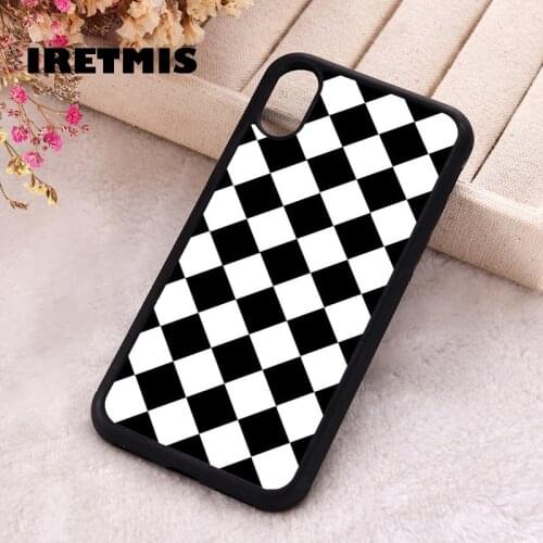 Iretmis 5 5S SE 2020 Phone Cover Case for iPhone 6 6S 7 8 Plus X Xs XR 11 12 Mini Pro Max Rubber Silicone Diamond Checkered