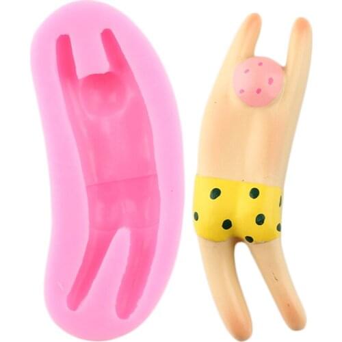 Swimming Boy Silicone Moulds Chocolate Candy Resin Clay Molds Fondant Mold Cake Decorating Tools DIY Party Cupcake Topper Mould