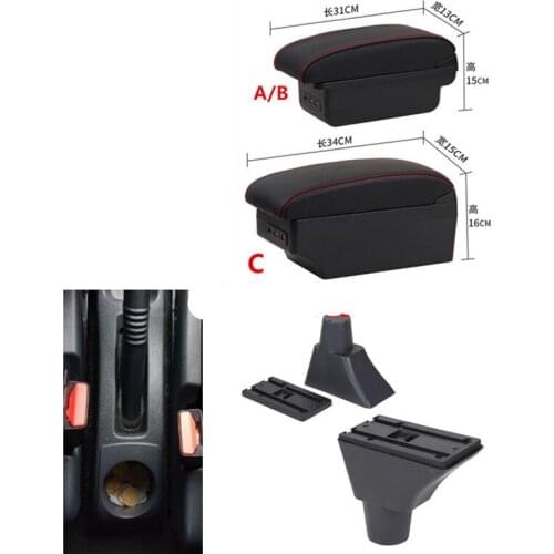 For Renault Sandero Stepway armrest box central Store content Storage box armrest box USB interface