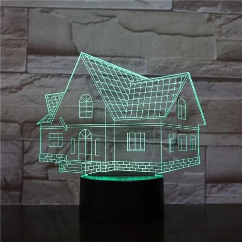 House Creative Stereo 3D Nightlight Novelty Usb Led Lamp Mini Led Battery Powered Acrylic 7 color change Table Lamps 1995